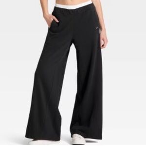 JoyLab French Terry Black Wide-Leg Double Waist Pants NWT